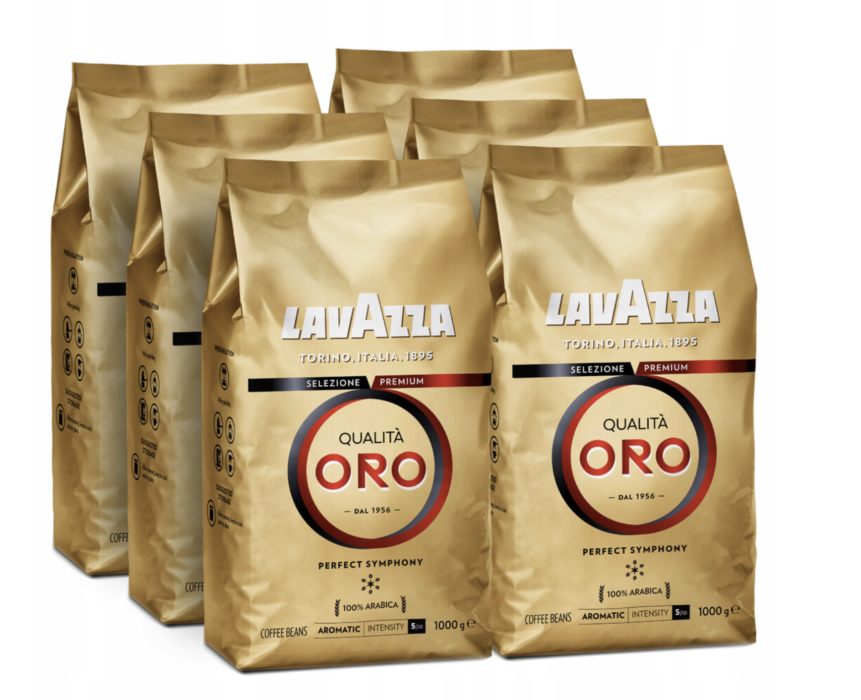 Lavazza Qualità Oro, whole-bean coffee, 6 × 1 kg