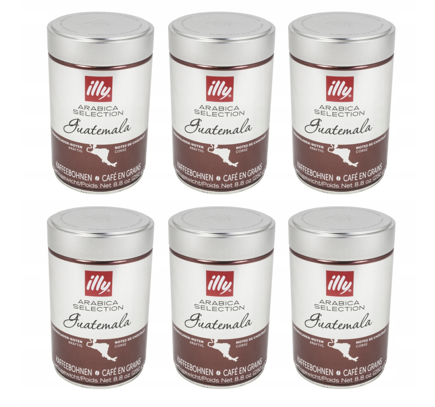 Illy Guatemala, whole-bean coffee, 6 × 250 g