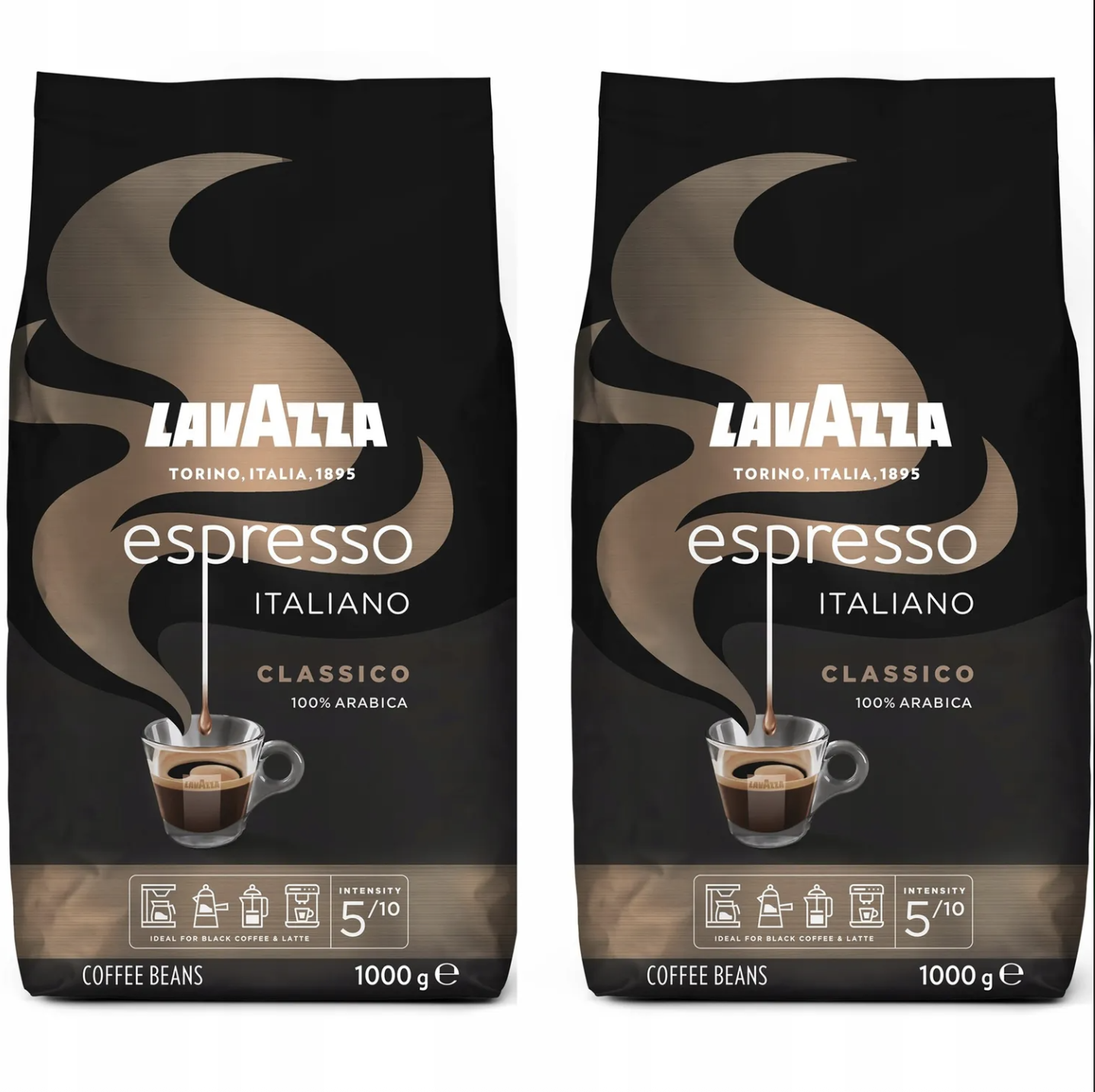 Lavazza Espresso, whole-bean coffee, 2 × 1 kg