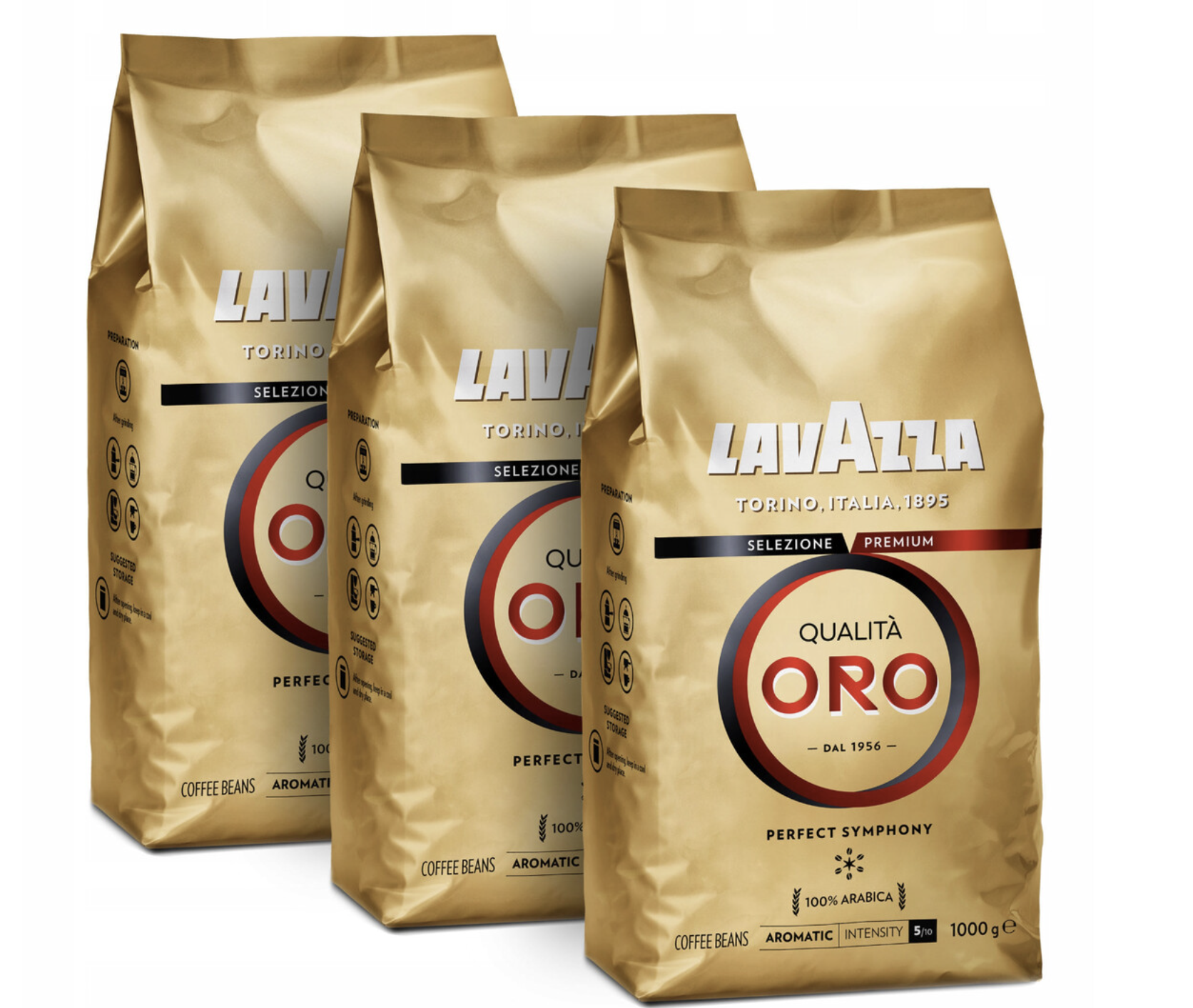 Lavazza Qualità Oro, whole-bean coffee, 3 × 1 kg
